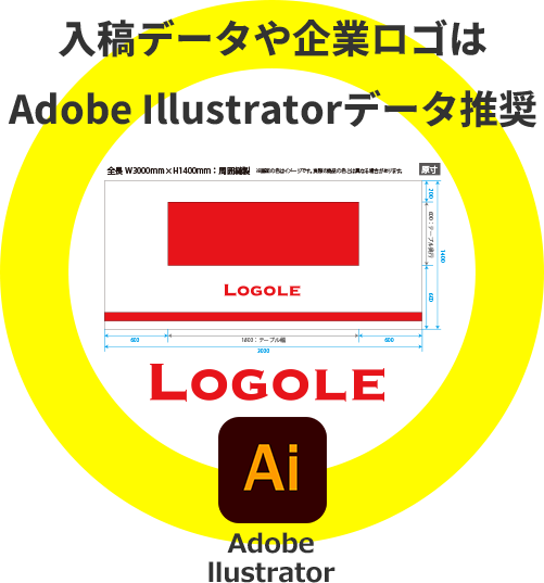 入稿デザインや企業ロゴはAdobe Illustratorデータ推奨