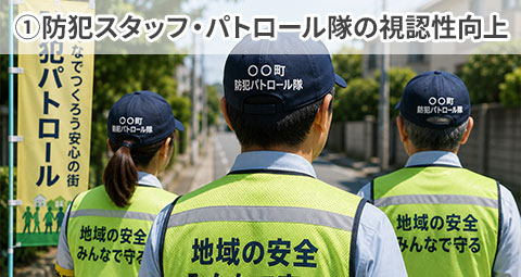 ①防犯スタッフ・パトロール隊の視認性向上