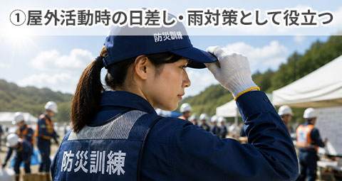 ①屋外活動時の日差し・雨対策として役立つ