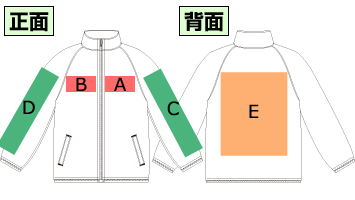 ブルゾン(背中開きなし)プリント位置