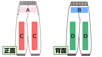 スウェットパンツプリント位置