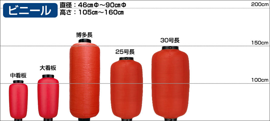 大型ビニール　直径：46cm～120cm 高さ：105cm～170cm