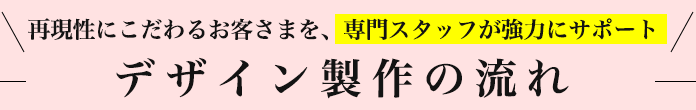 デザイン製作の流れ 再現性にこだわるお客さまを、専門スタッフが強力にサポート