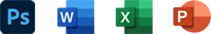 Photoshop・Word・Excel・PowerPointのロゴ