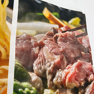 密度の高い生地で調理中のジンギスカンの湯気まで綺麗にプリント可能