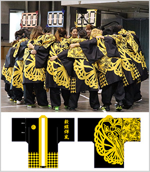 東京の大学の応援団様の実績画像と法被のデザインデータ