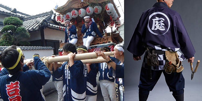 祭りや作業着で着用している様子