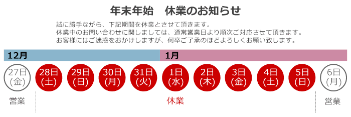 休業日のお知らせ