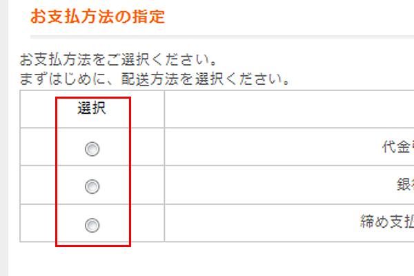 お支払方法・お届け時間等の指定1