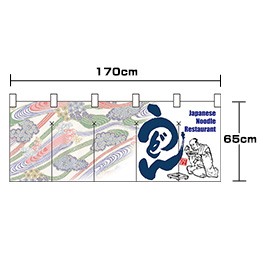 うどん-花(白/青)(フルカラーのれん)