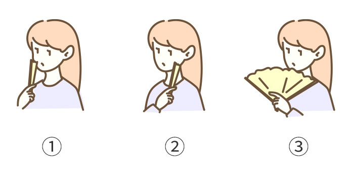 扇言葉【はい・いいえ・お近づきになりたい】の合図のイメージイラスト