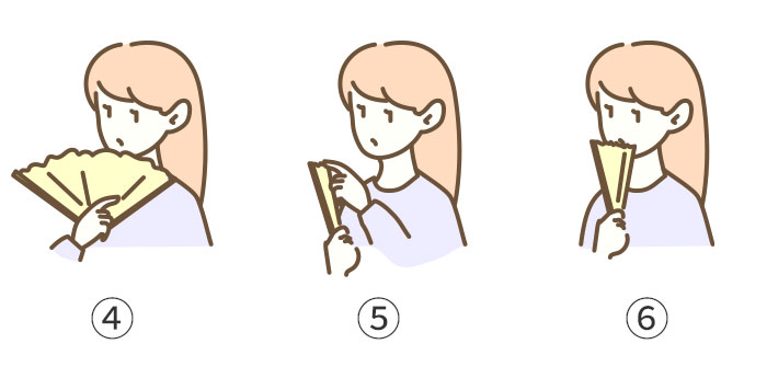 扇言葉【私についてきて・あなたに話しかけたい・私にキスしていいわよ】の合図のイメージイラスト
