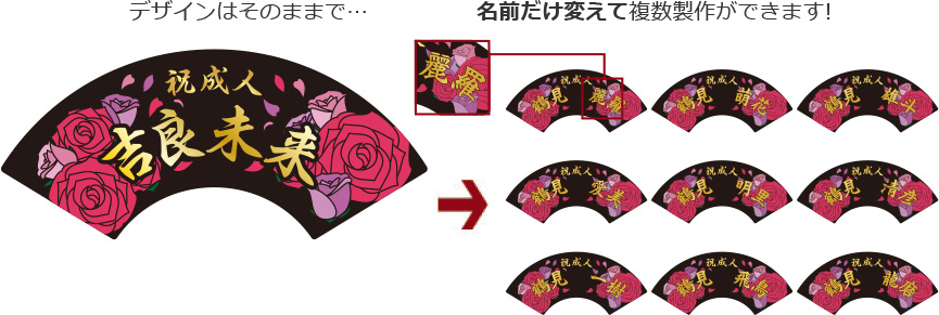 デザインはそのままで…名前だけ変えて複数製作ができます！